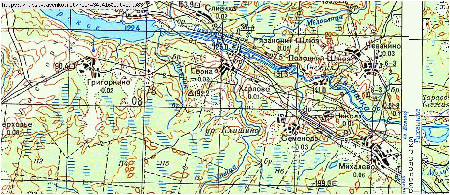 Карта ГОРКА 1, Ленинградская область, Бокситогорский район