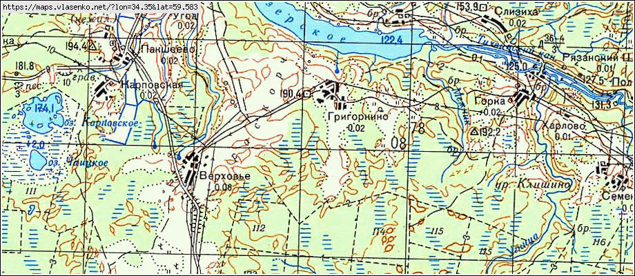 Карта ГРИГОРКИНО, Ленинградская область, Бокситогорский район