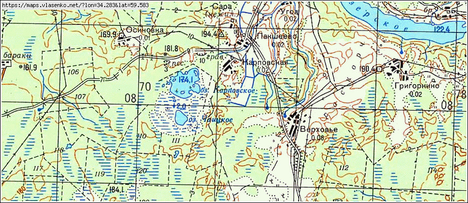 Карта КАРПОВСКАЯ, Ленинградская область, Бокситогорский район