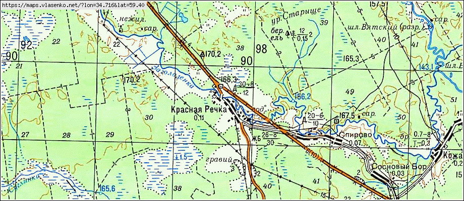 Карта КРАСНАЯ РЕЧКА, Ленинградская область, Бокситогорский район
