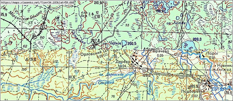 Карта ОРЛОВСКИЙ ШЛЮЗ, Ленинградская область, Бокситогорский район