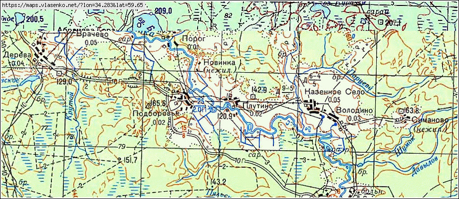 Карта ПЛУТИНО, Ленинградская область, Бокситогорский район
