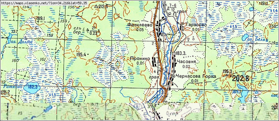 Карта ПРОНИНО, Ленинградская область, Бокситогорский район