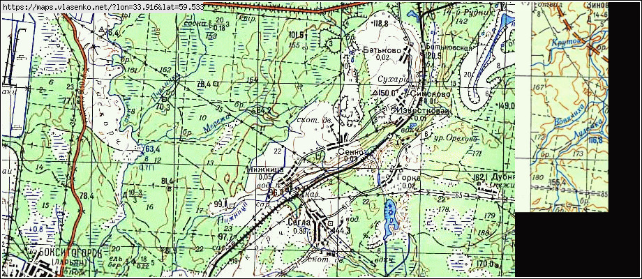 Карта СЕННО, Ленинградская область, Бокситогорский район