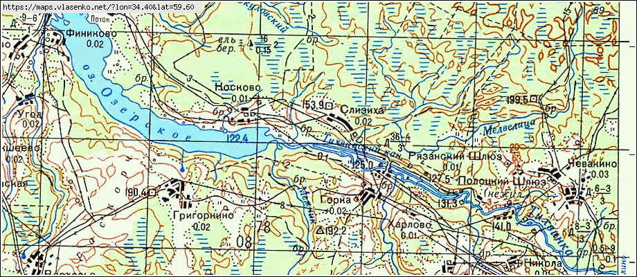 Карта СЛИЗИХА, Ленинградская область, Бокситогорский район
