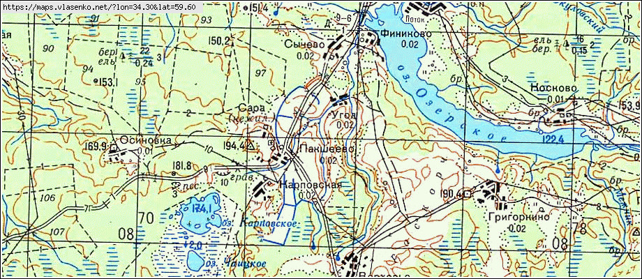 Карта УГОЛ, Ленинградская область, Бокситогорский район