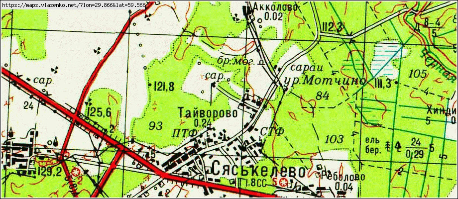 Карта АККОЛОВО, Ленинградская область, Гатчинский район