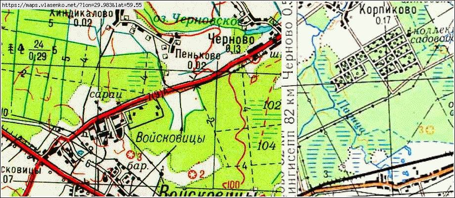 Карта ЧЕРНОВО, Ленинградская область, Гатчинский район