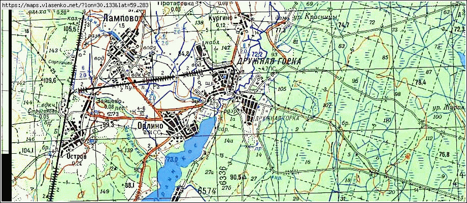 Карта ДРУЖНАЯ ГОРКА, Ленинградская область, Гатчинский район