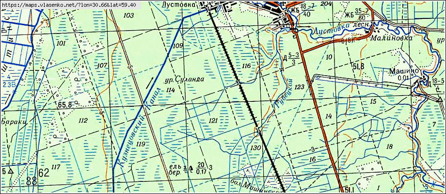 Карта КАРТАШЕВСКАЯ, Ленинградская область, Гатчинский район
