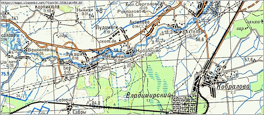 Карта КОБРАЛОВО, Ленинградская область, Гатчинский район