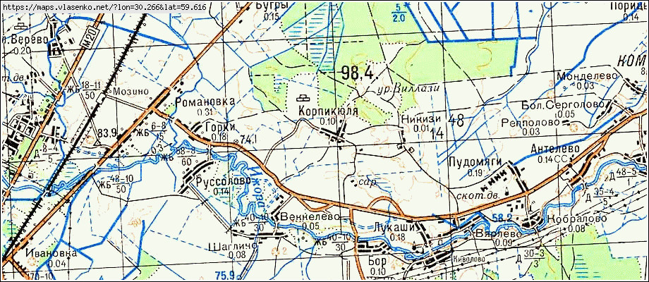 Карта КОРПИКЮЛЯ, Ленинградская область, Гатчинский район