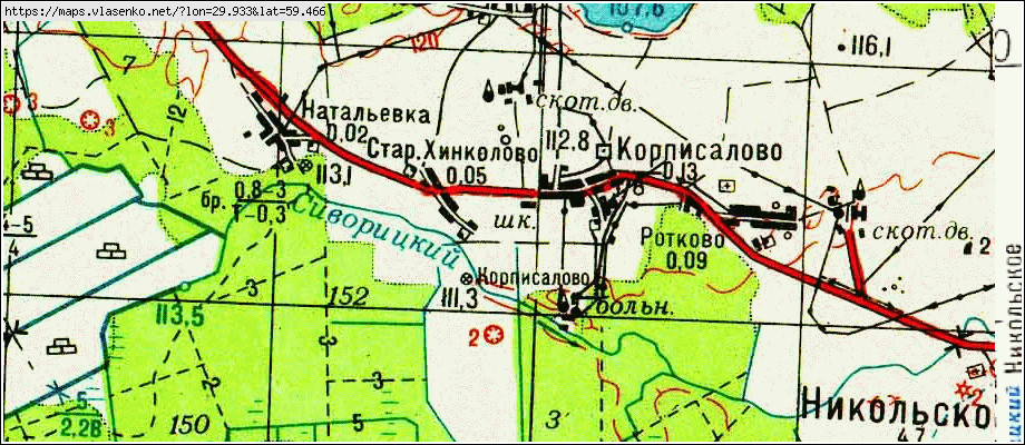 Карта КОРПИСАЛОВО, Ленинградская область, Гатчинский район