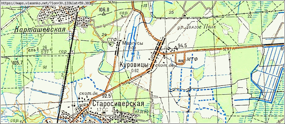 Карта КУРОВИЦЫ, Ленинградская область, Гатчинский район