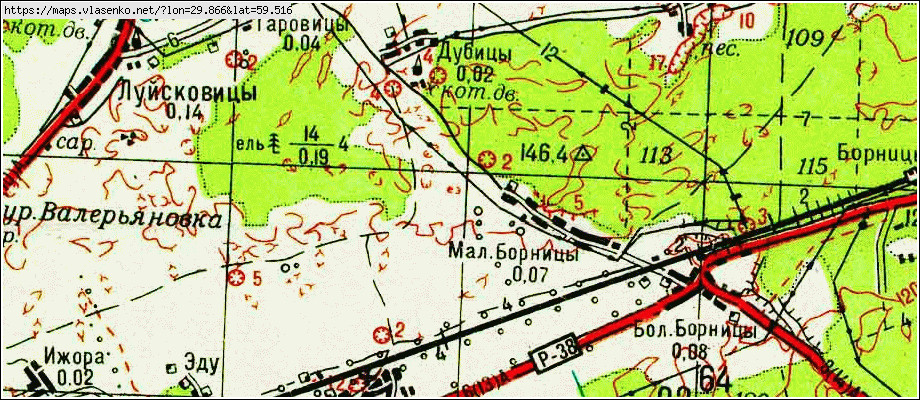 Карта МАЛЫЕ БОРНИЦЫ, Ленинградская область, Гатчинский район