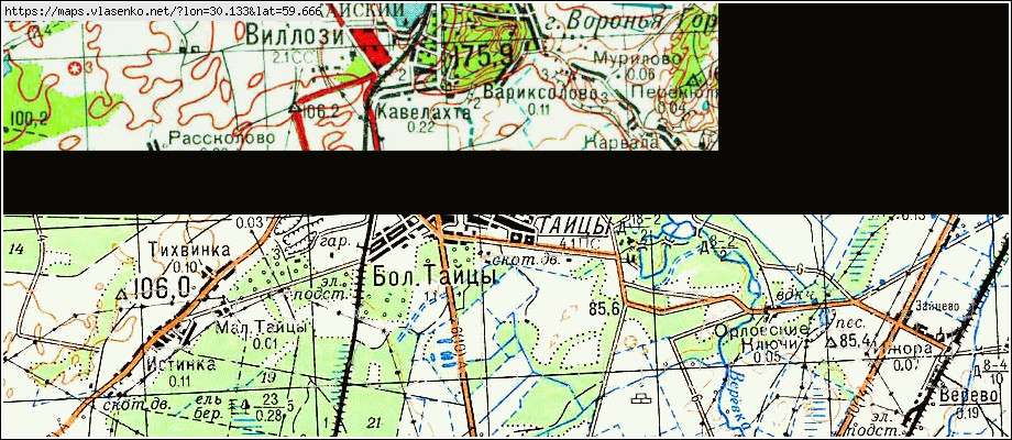 Карта ТАЙЦЫ, Ленинградская область, Гатчинский район