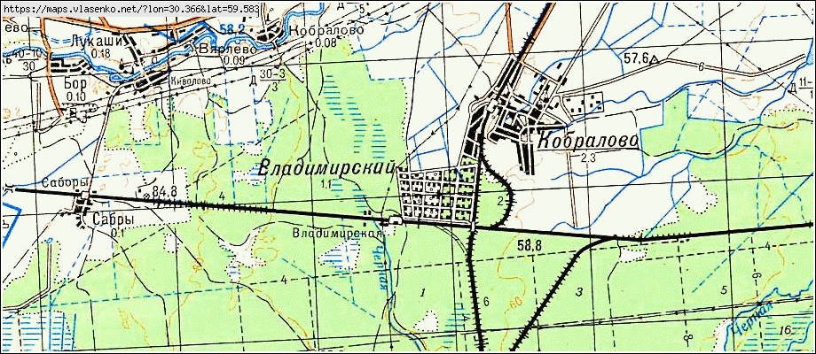Карта ВЛАДИМИРСКИЙ, Ленинградская область, Гатчинский район