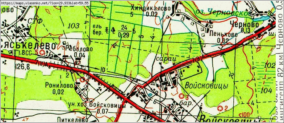 Карта ВОЙСКОВИЦЫ, Ленинградская область, Гатчинский район