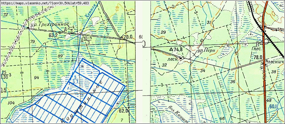 Карта ВОПША, Ленинградская область, Гатчинский район