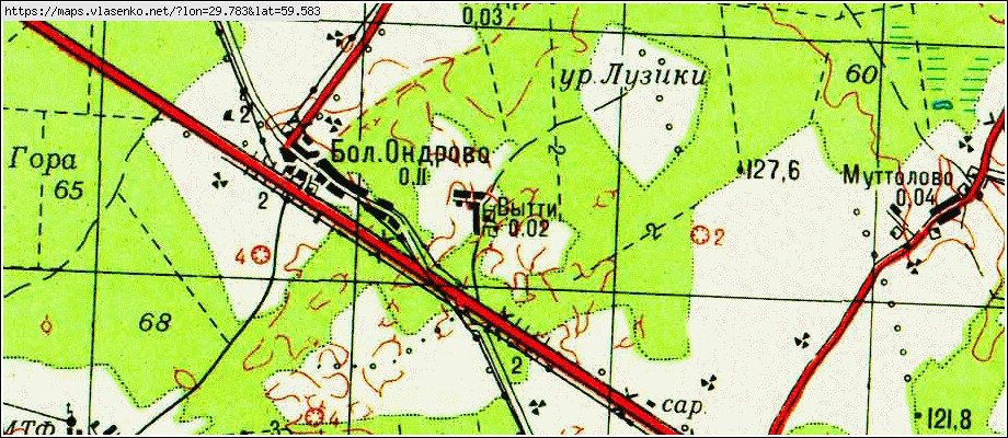 Карта ВЫТТИ, Ленинградская область, Гатчинский район