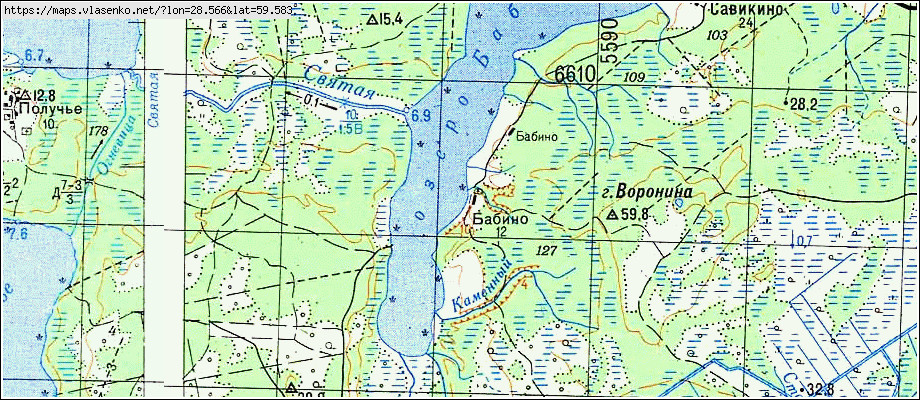 Карта БАБИНО, Ленинградская область, Кингисеппский район