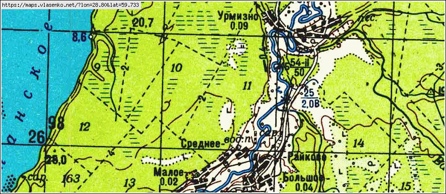 Карта БОЛЬШОЕ РАЙКОВО, Ленинградская область, Кингисеппский район