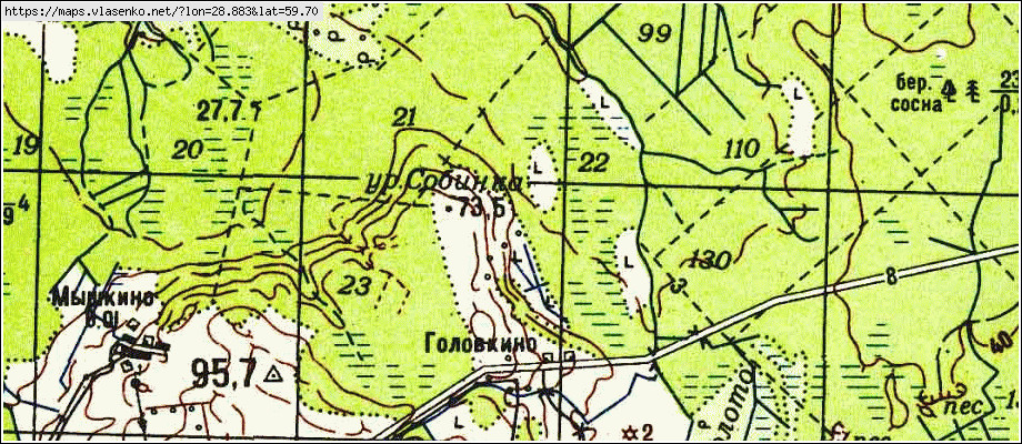 Карта ГОЛОВКИНО, Ленинградская область, Кингисеппский район