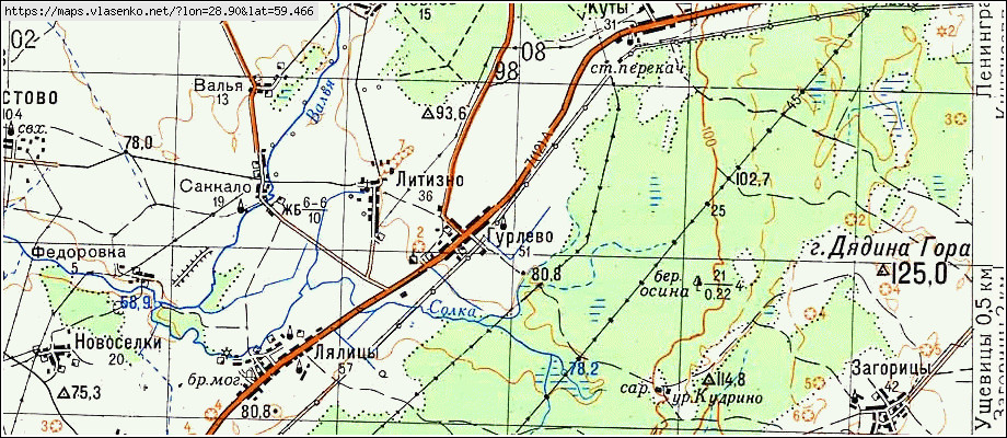 Карта ГУРЛЕВО, Ленинградская область, Кингисеппский район