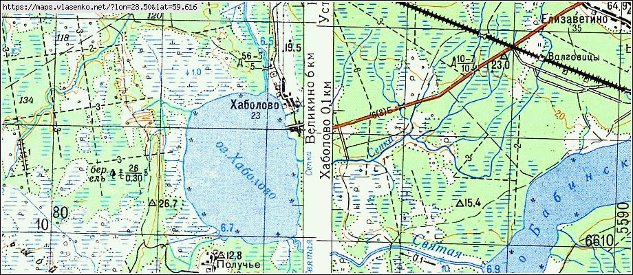 Карта ХАБОЛОВО, Ленинградская область, Кингисеппский район
