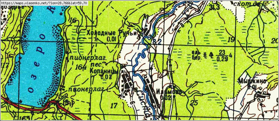 Карта ИЛЬМОВО, Ленинградская область, Кингисеппский район