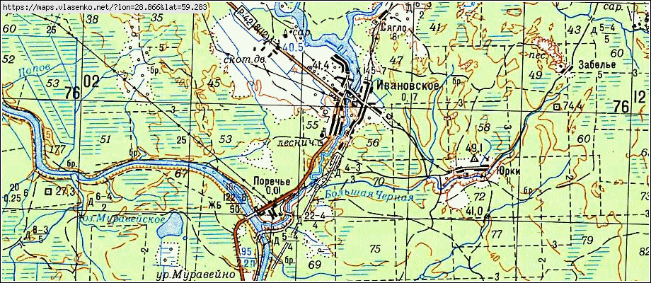 Карта ИВАНОВСКОЕ, Ленинградская область, Кингисеппский район