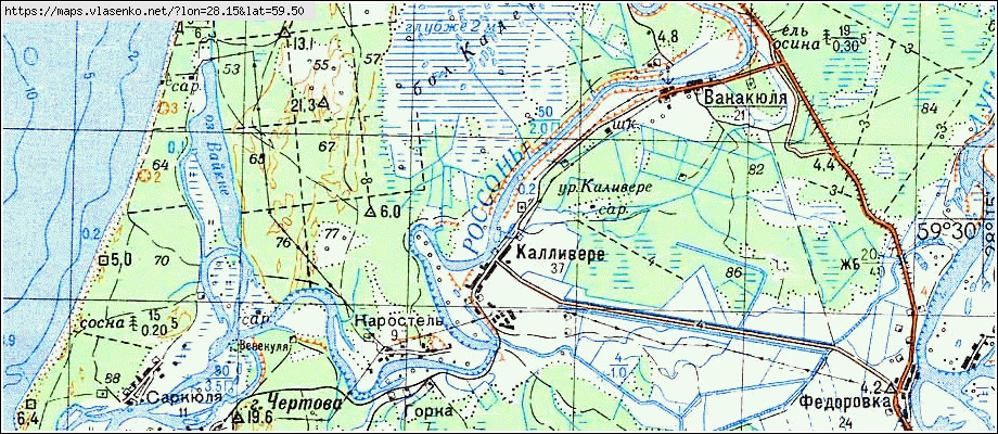 Карта КАЛЛИВЕРЕ, Ленинградская область, Кингисеппский район