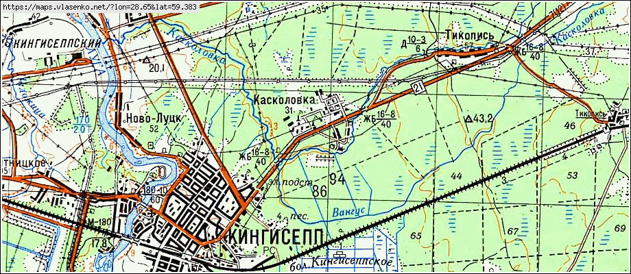 Карта КАСКОЛОВКА, Ленинградская область, Кингисеппский район