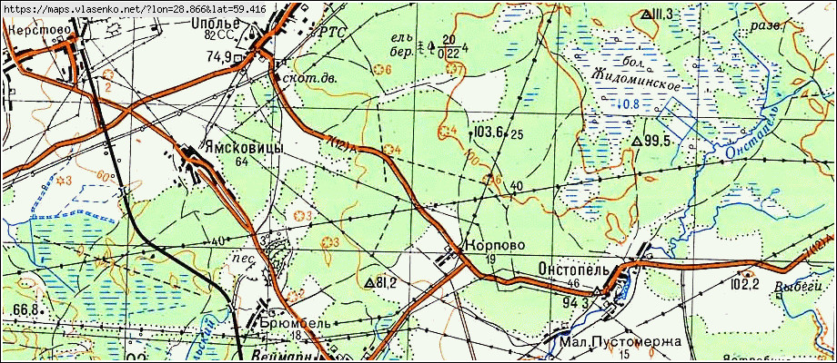 Карта КОРПОВО, Ленинградская область, Кингисеппский район