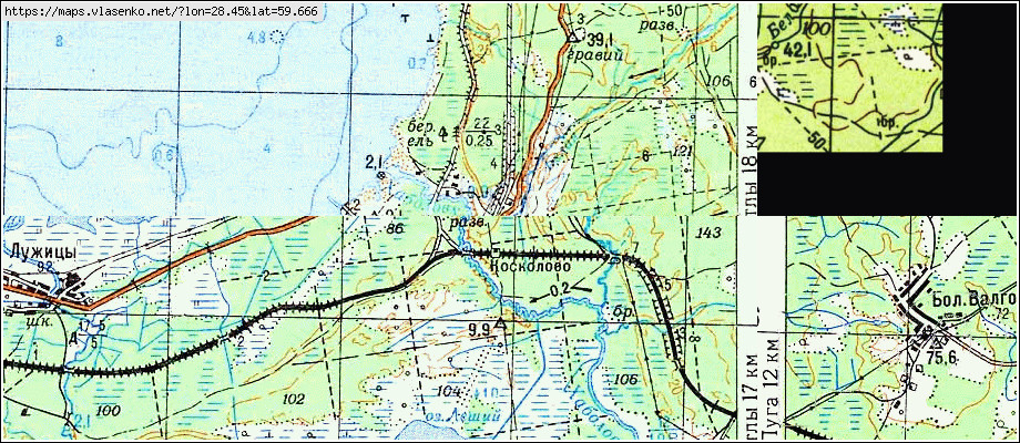 Карта КОСКОЛОВО, Ленинградская область, Кингисеппский район