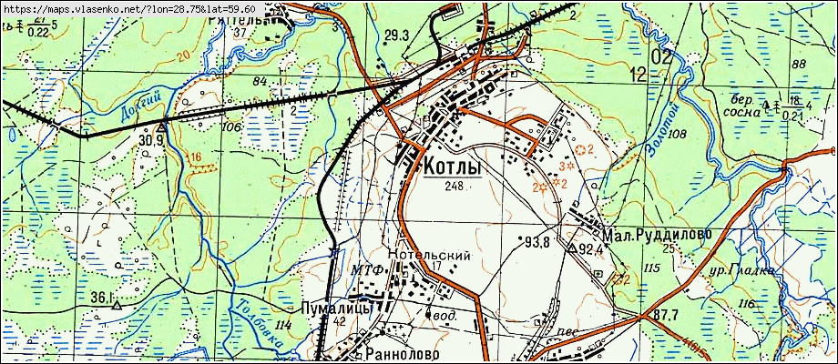 Карта КОТЛЫ, Ленинградская область, Кингисеппский район