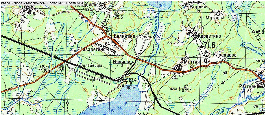Карта КЯМИШИ, Ленинградская область, Кингисеппский район
