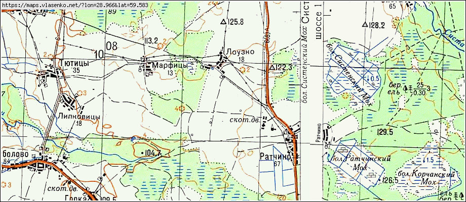 Карта ЛОУЗНО, Ленинградская область, Кингисеппский район