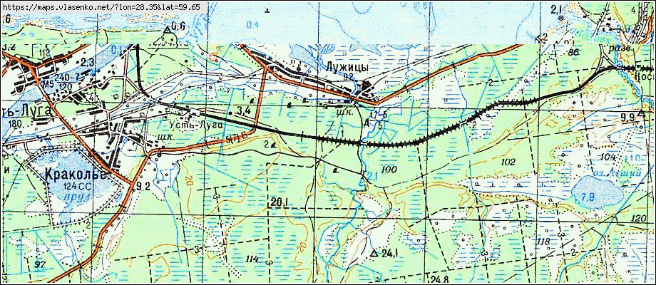 Карта ЛУЖИЦЫ, Ленинградская область, Кингисеппский район