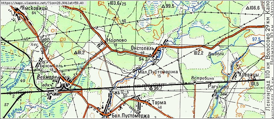 Карта МАЛАЯ ПУСТОМЕРЖА, Ленинградская область, Кингисеппский район