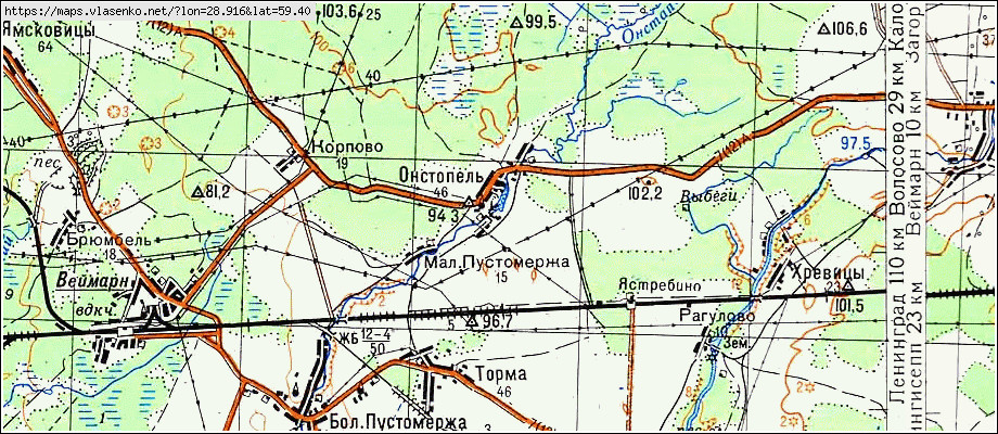 Карта ОНСТОПЕЛЬ, Ленинградская область, Кингисеппский район