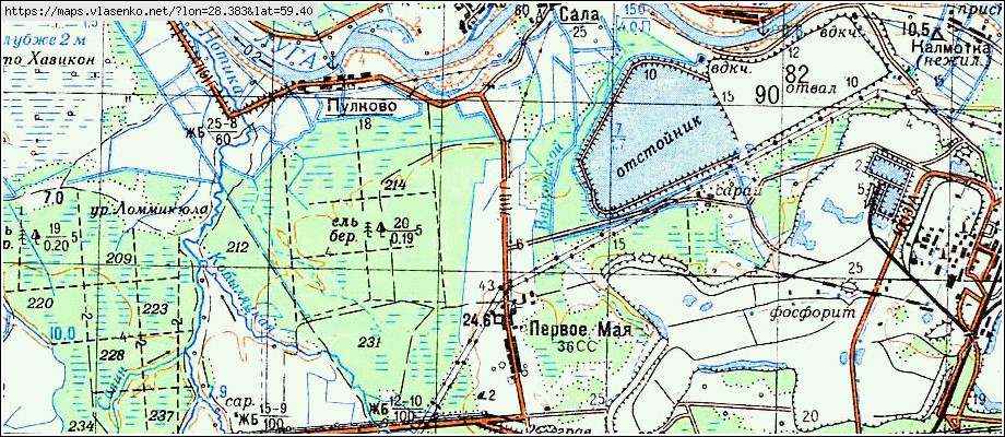 Карта ПЕРВОЕ МАЯ, Ленинградская область, Кингисеппский район