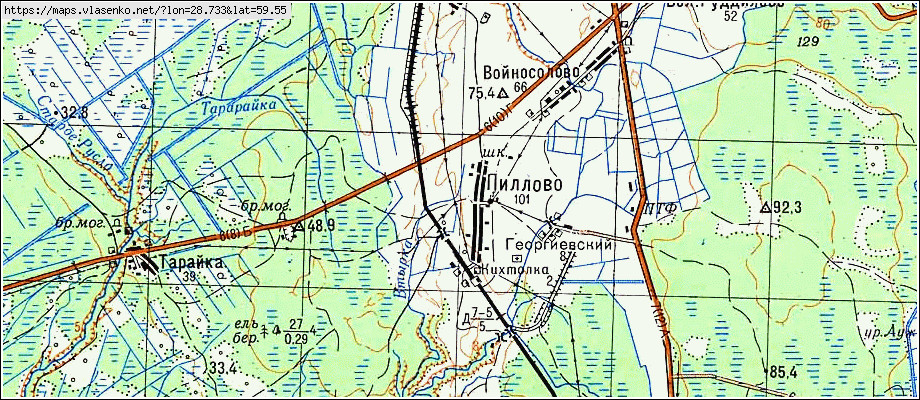 Карта ПИЛЛОВО, Ленинградская область, Кингисеппский район