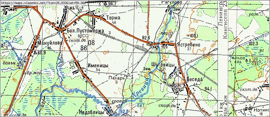Карта ШУГОВИЦЫ, Ленинградская область, Кингисеппский район