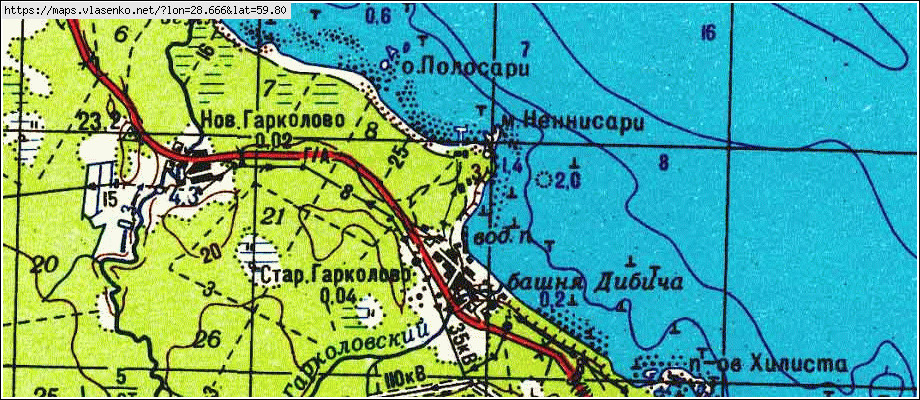 Карта СТАРОЕ ГАРКОЛОВО, Ленинградская область, Кингисеппский район
