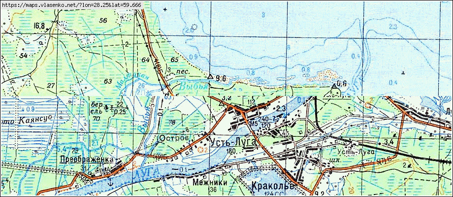Карта УСТЬ-ЛУГА, Ленинградская область, Кингисеппский район