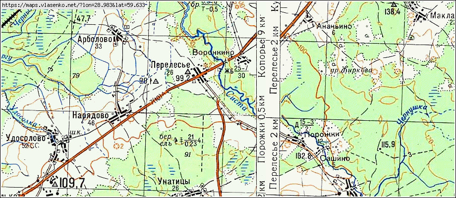 Карта ВОРОНКИНО, Ленинградская область, Кингисеппский район