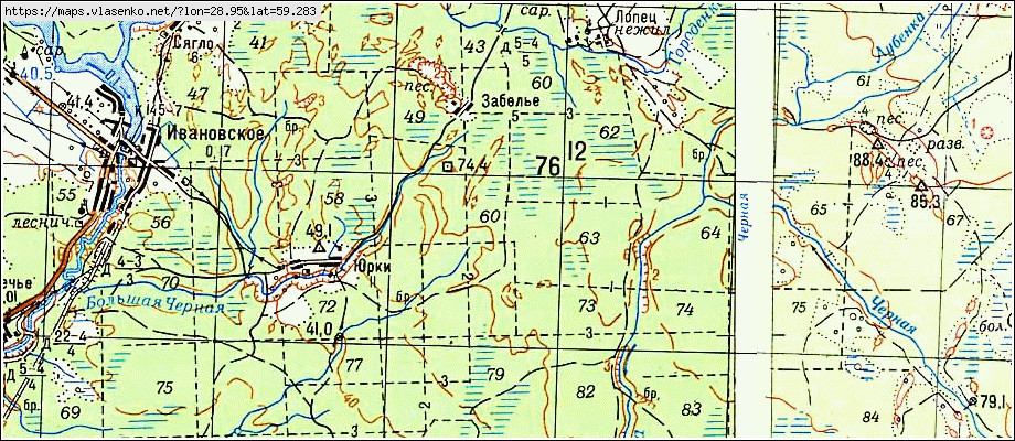 Карта ЗАБЕЛЬЕ, Ленинградская область, Кингисеппский район