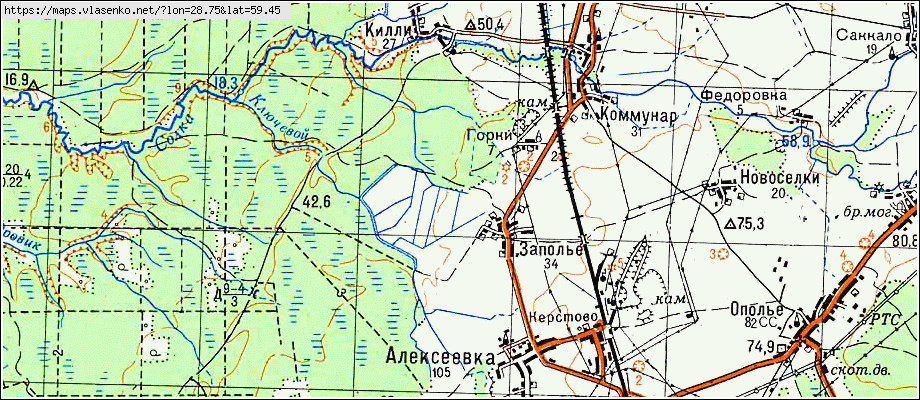 Карта ЗАПОЛЬЕ, Ленинградская область, Кингисеппский район