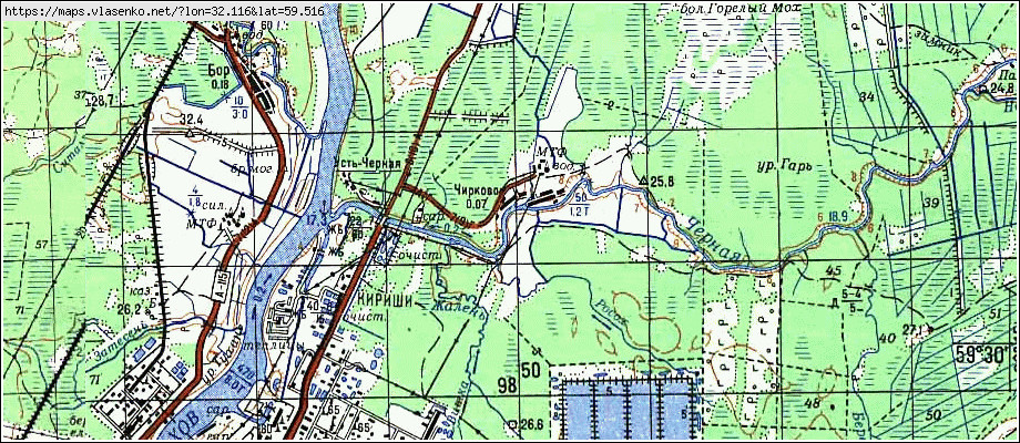 Карта ЧИРКОВО, Ленинградская область, Киришский район